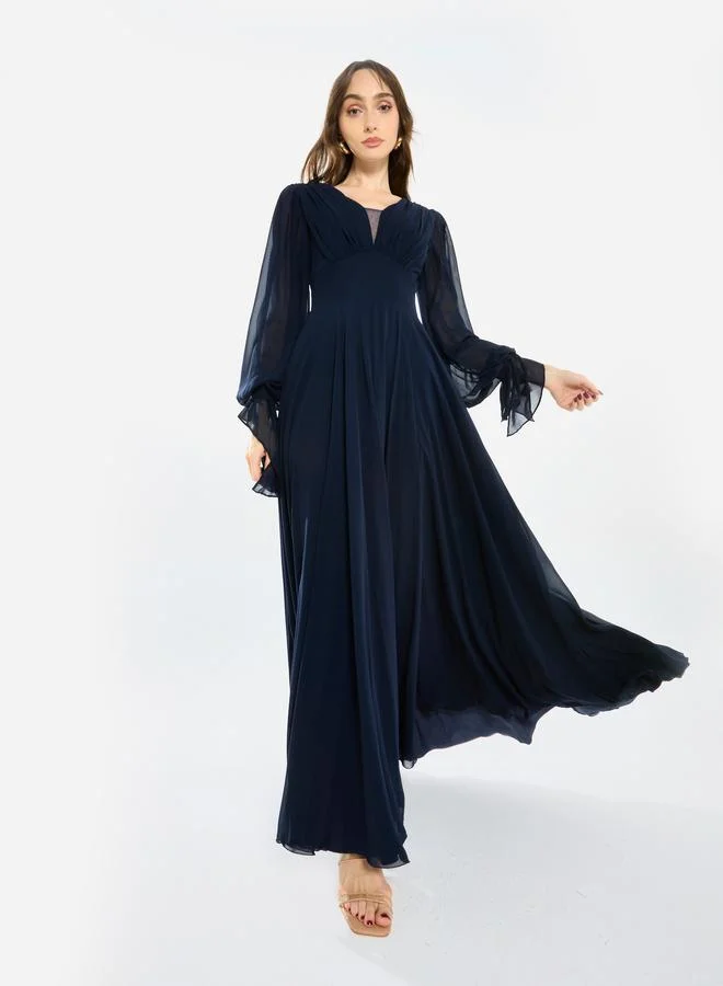 House of Moda Women Pleated Chiffon Maxi Dress